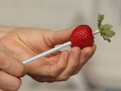 Pour équeuter facilement les fraises